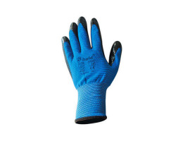 Ръкавици синьо полиестерно трико / черен нитрил