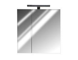 Горен шкаф за баня, Victoria с 2 огледални врати и осветление, 60 cm, A857788307+A813092100