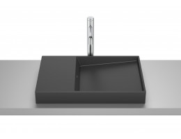 Умивалник за монтаж върху плот без отвор за смесител, Horizont-Dash, 600 x 380 x 80cm, matt black