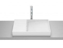 Умивалник за монтаж върху плот без отвор за смесител, Horizont-Dash, 600 x 380 x 80cm, matt white