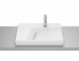 Умивалник за монтаж върху плот с отвор за смесител, Horizon-G, 600 x 420 x 80mm, matt white