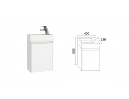 Долен шкаф с мивка "Лара" 40 cm десен бял